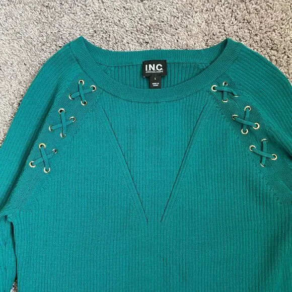 NWT INC International Concepts Green Tourmalin Casual Sweater Size Large - Picture 2 of 4